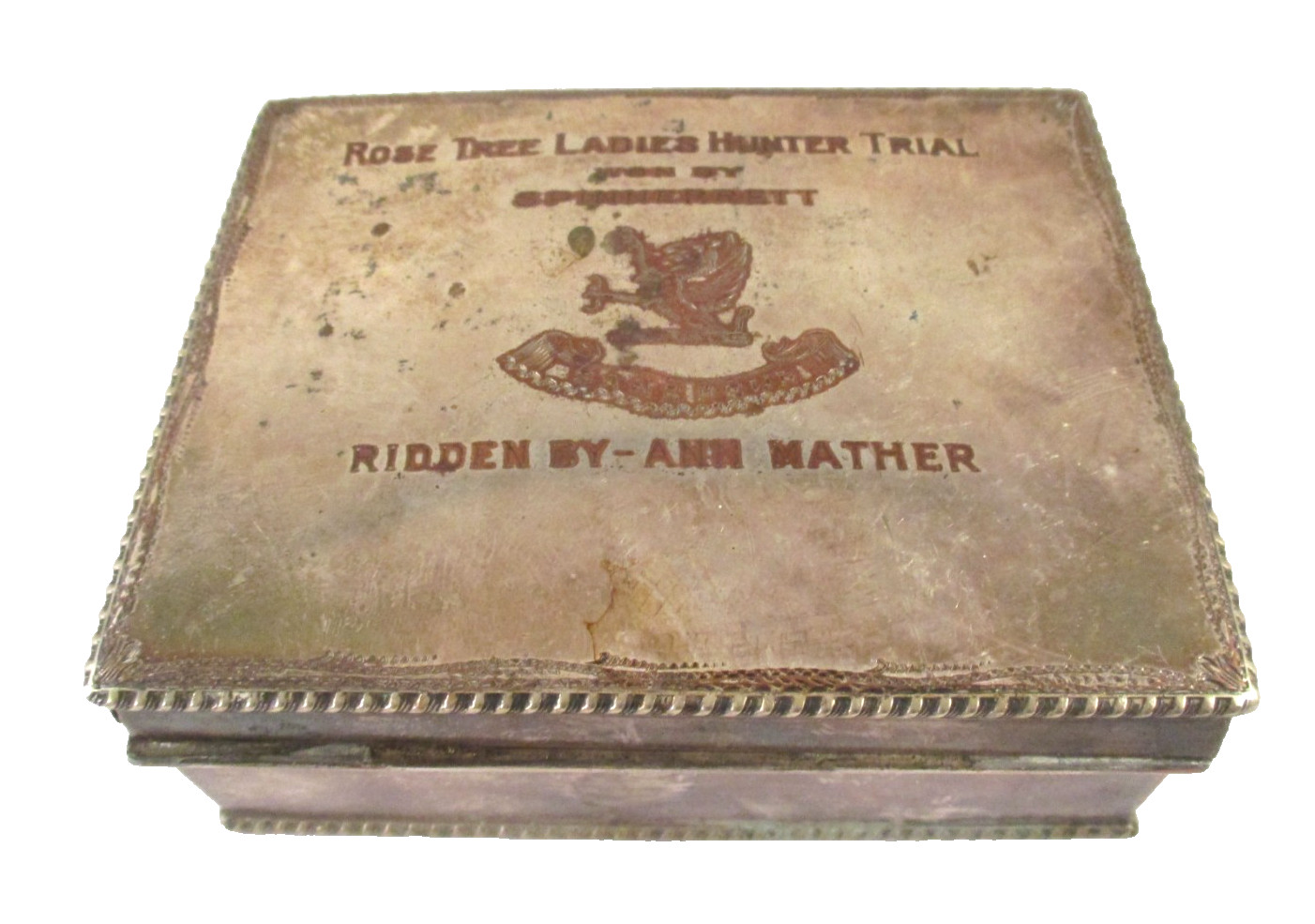 Vtg ROSE TREE LADIES HUNTER TRIAL Won By Spinnerrett TROPHY SILVERPLATE BOX