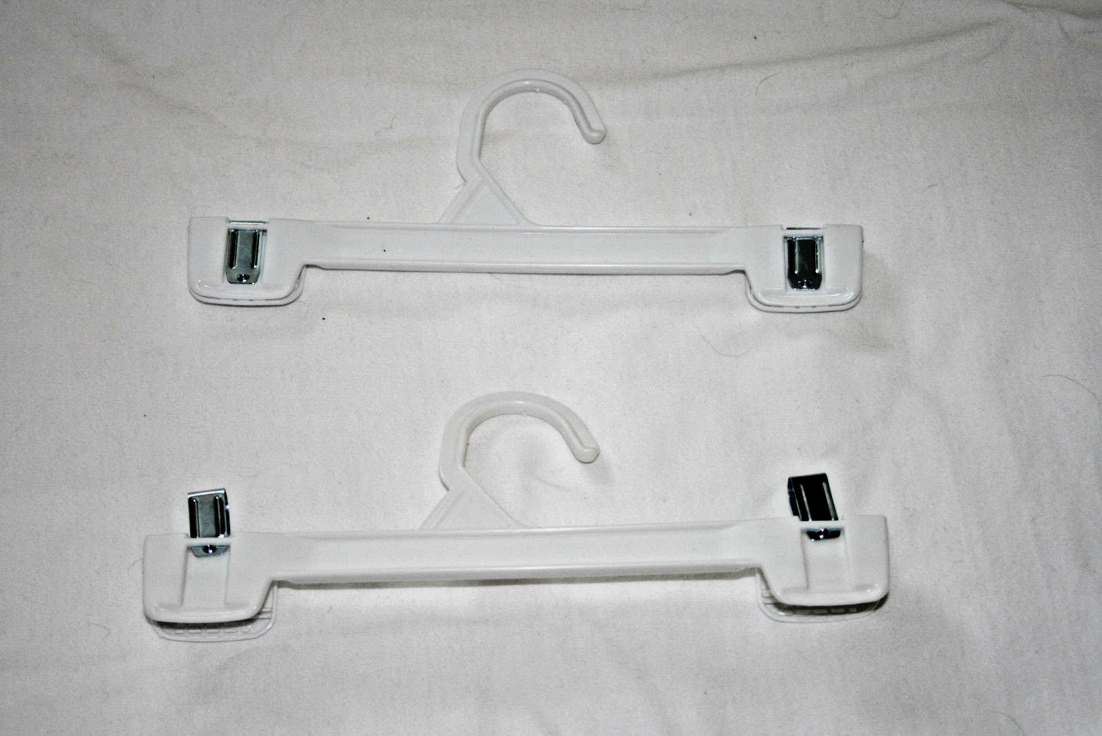 Lot of 12 White 10" Retail Hangers to Display Pants Slacks or Skirt