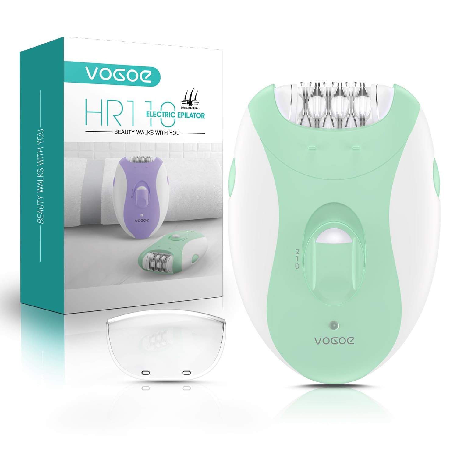 VOGOE Epilators Hair Removal for Women with 21 Tweezers & LED Light, 2 Speeds Co