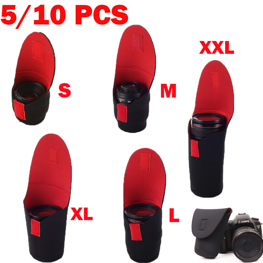 5/10X Neoprene DSLR Camera Lens Soft  flexible Protector Pouch Bag Case Set