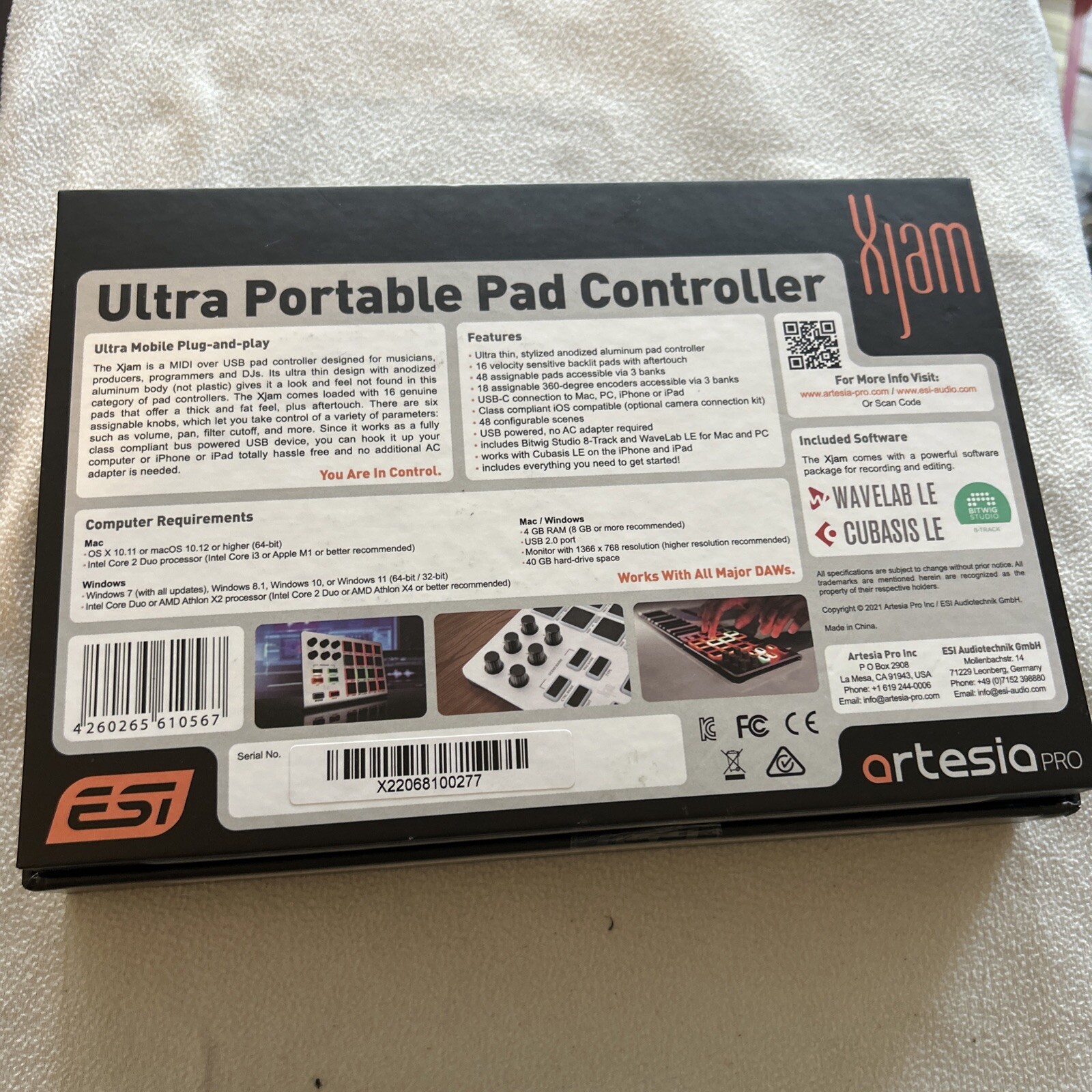 Xjam Artesia Pro Ultra-Portable Midi Pad Controller W/ Original Box