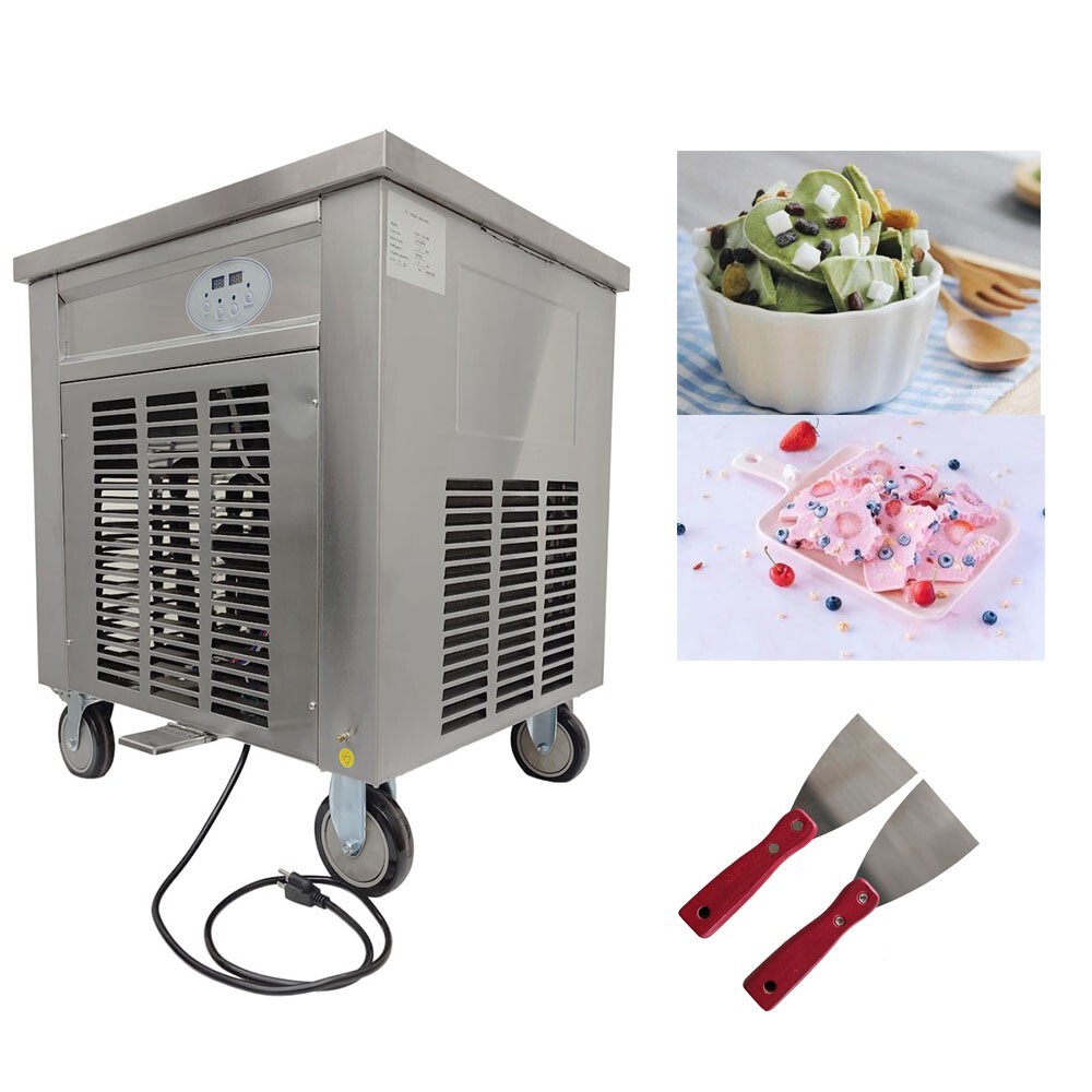 Commercial Stir-Fried Ice Cream Roll Machine 110V Square Yogurt Ice Roll Maker
