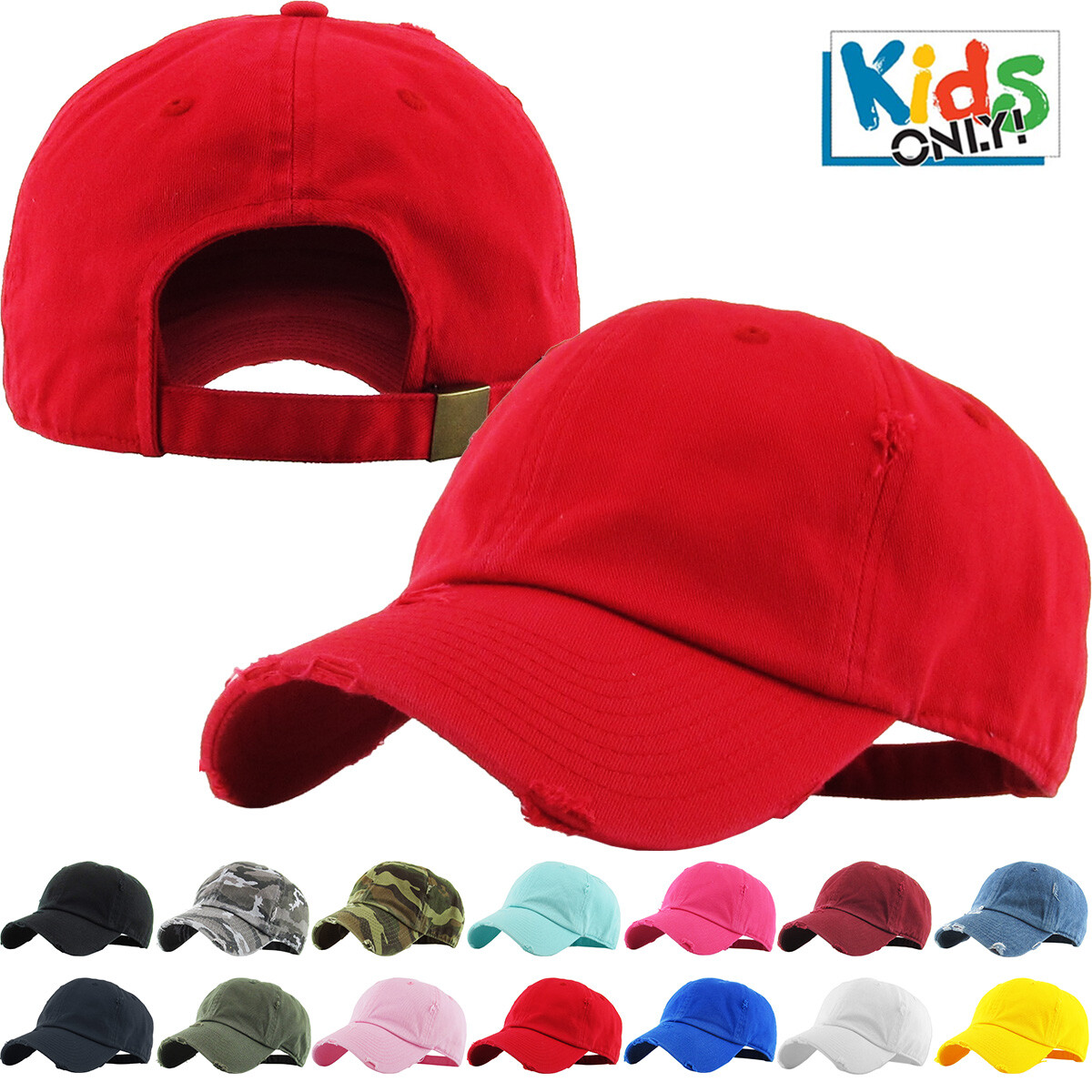 Junior Kid Size Vintage Distressed Dad Hat Adjustable Baseball Cap