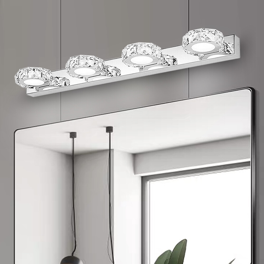 Modern 4 Heads Bathroom Vanity LED Crystal Mirror Light Front Wall Lamp Fixture