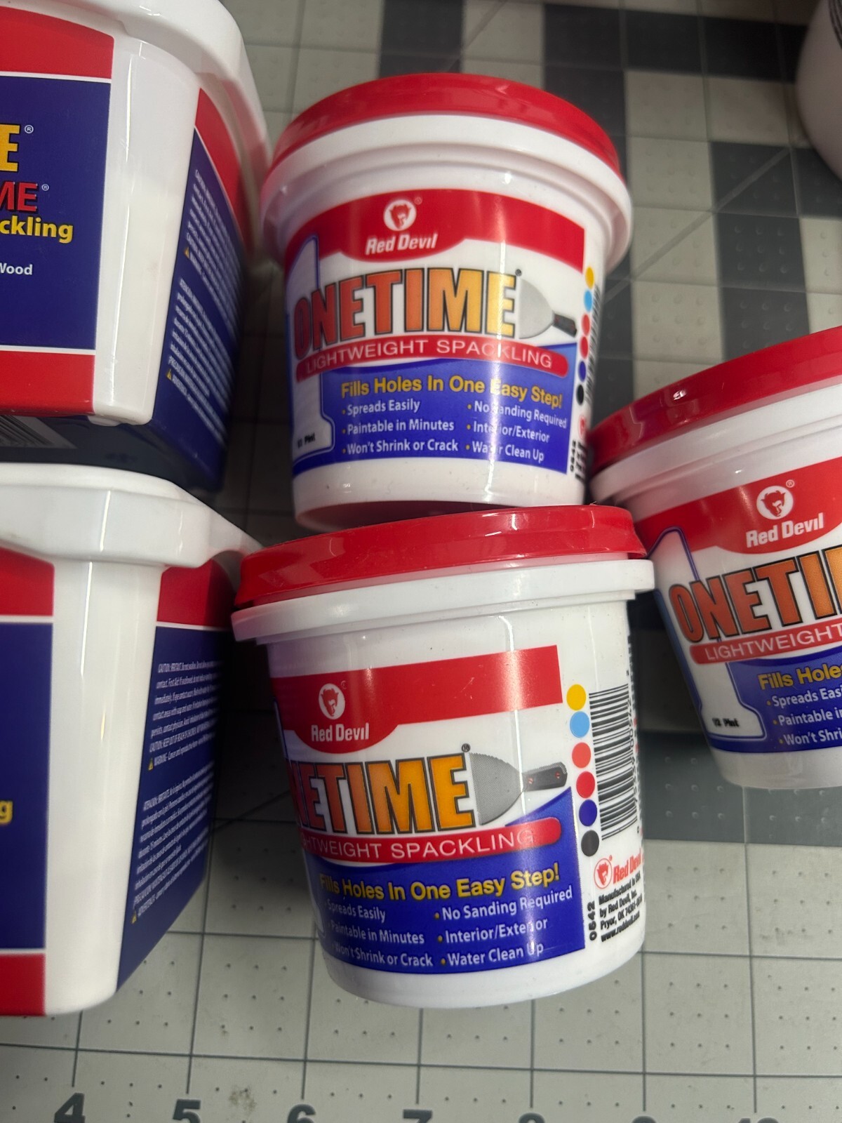 5-pack lot Pint Red Devil Onetime Patch & Prime Lightweight Spackling White 0540