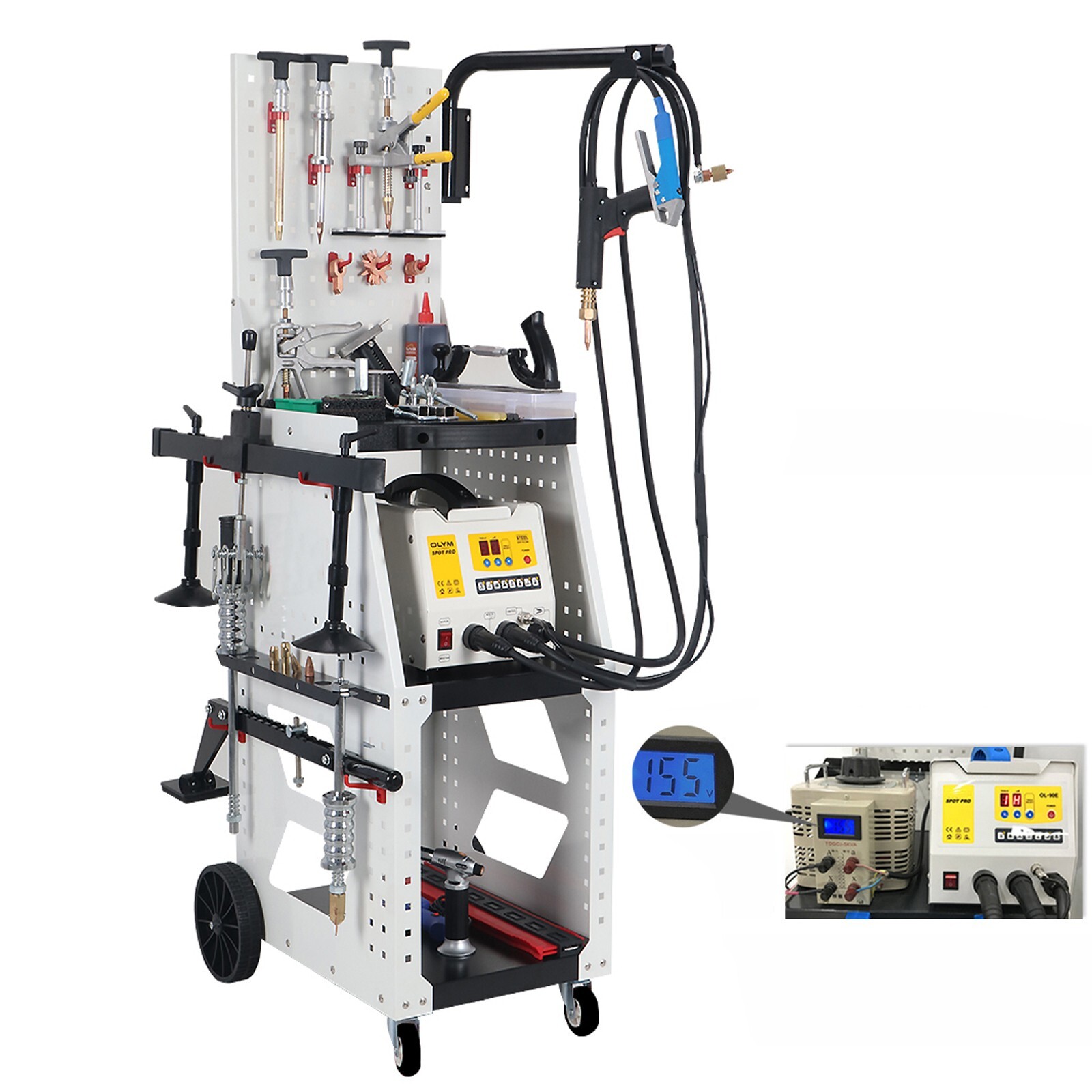 Steel Stud Spot Welder Dent Puller Repair Kit with Professional Tool Cart 220V