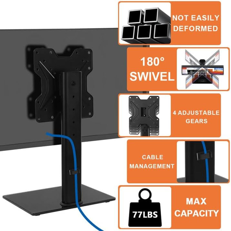 Universal Tabletop TV Stand Base 13-43 Inch Swivel Height Adjustable 77 Lb