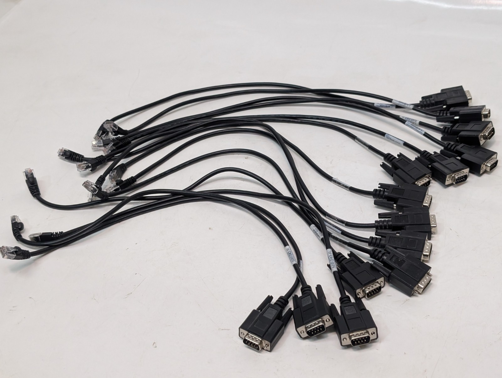 Lot of 14 Lantronix 500-242-R Black Network Adapter Cables, RJ45 to DB9M