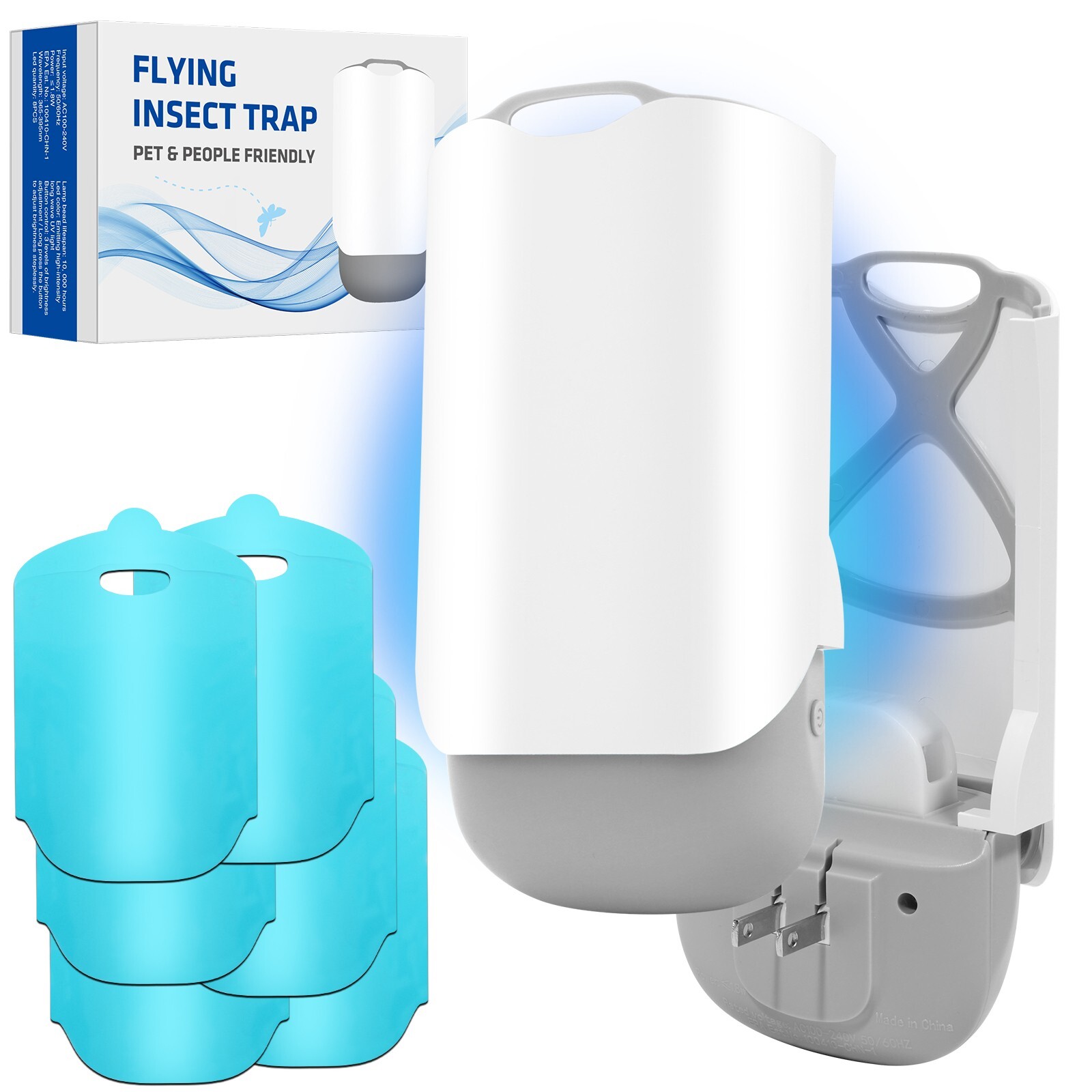 Flying Insect Trap Mosquito/Moths/Houseflies Light with Refills Capture Indoor