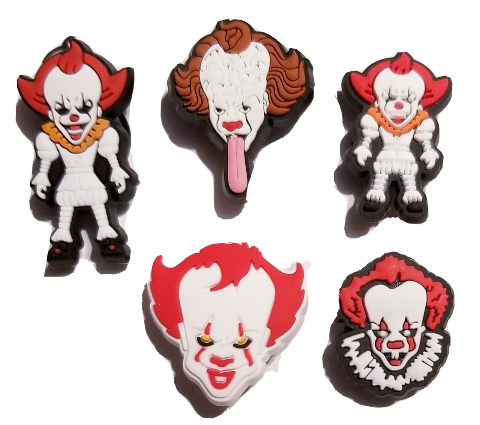 Horror Clowns Shoe Charms 5 PC Set! Happy Halloween! Croc Compatible!