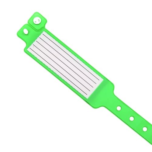 10 Count, Safety ID Wristbands with Paper Inserts, Secure Snap, Green