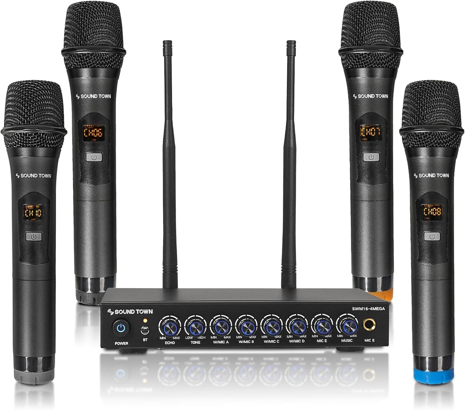 Sound Town 200 Channels Wireless Microphone Karaoke Mixer System, with 4 Meta...