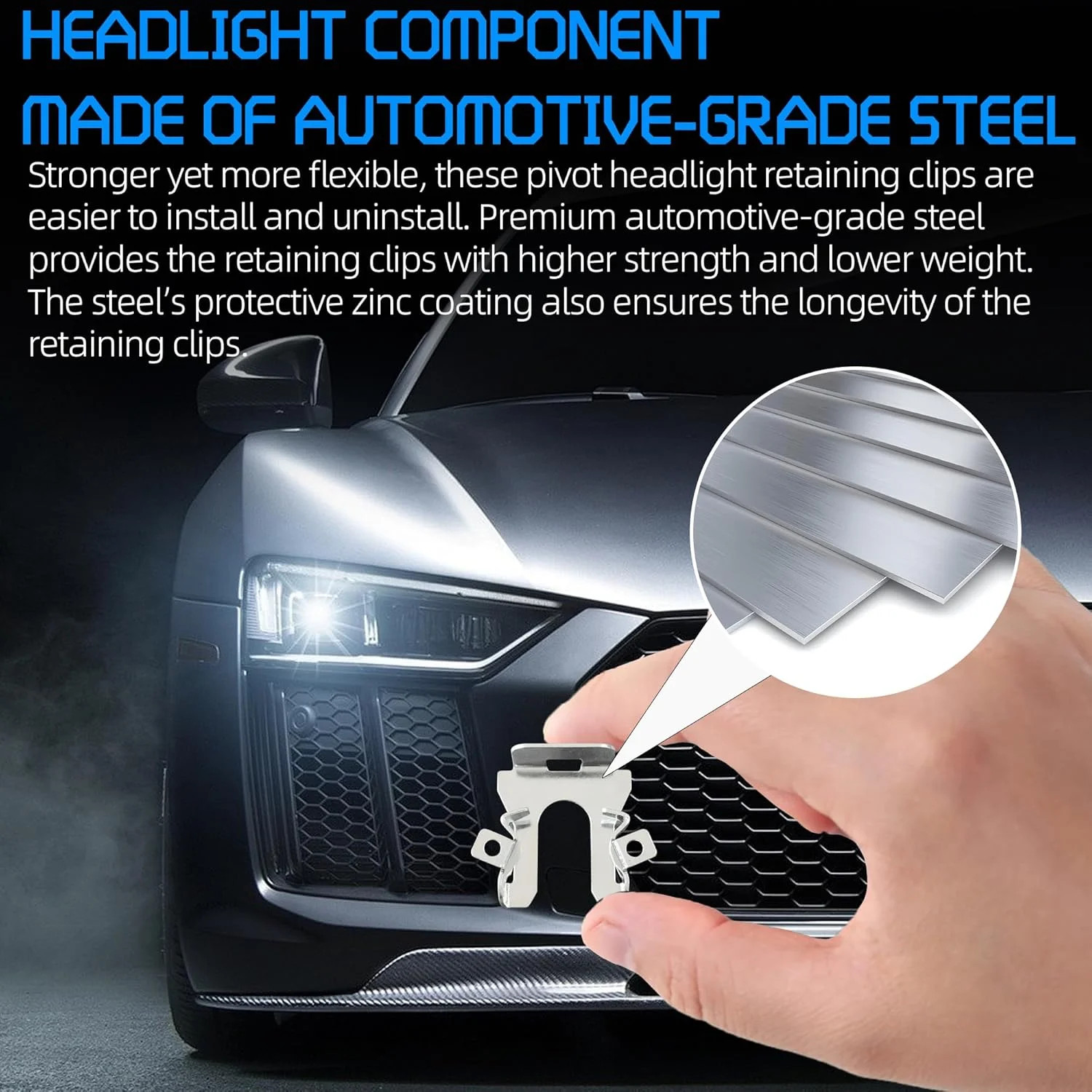 TonGass (6-Pack) Exact Replacement Pivot Headlight Retaining Clips Compatible wi