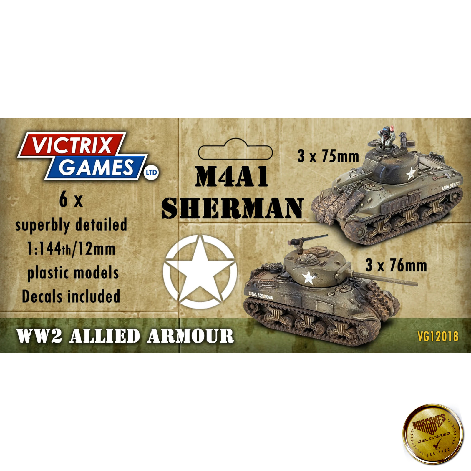 Victrix Games M4A1 Sherman WW2 Allied Armour Tank Miniatures