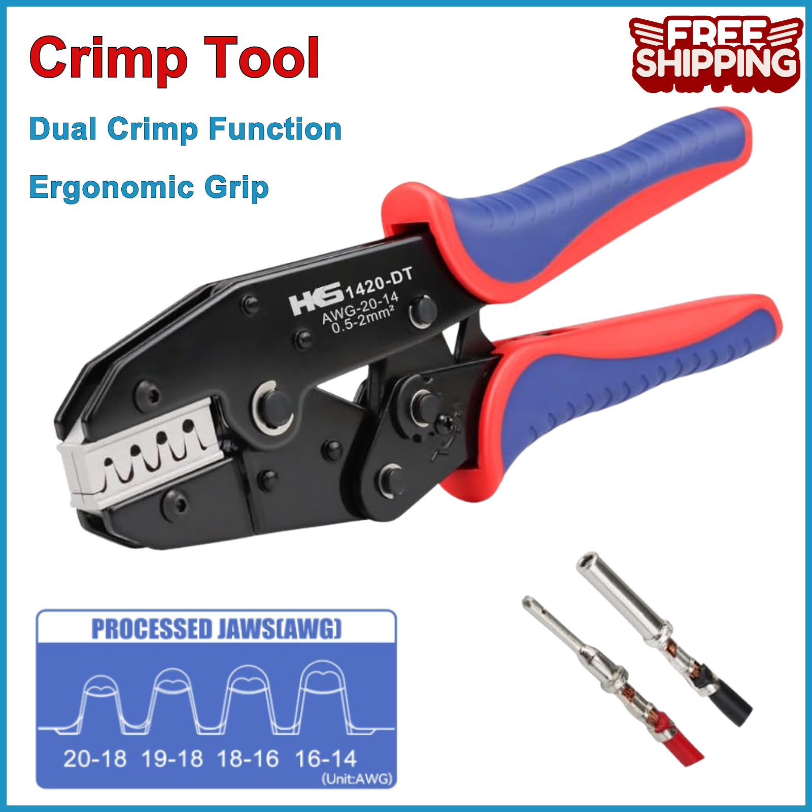 HKS 20-14AWG Size16 20 Deutsch DT DTM Crimp Tool(YF-1420DT) Open Barrel Terminal