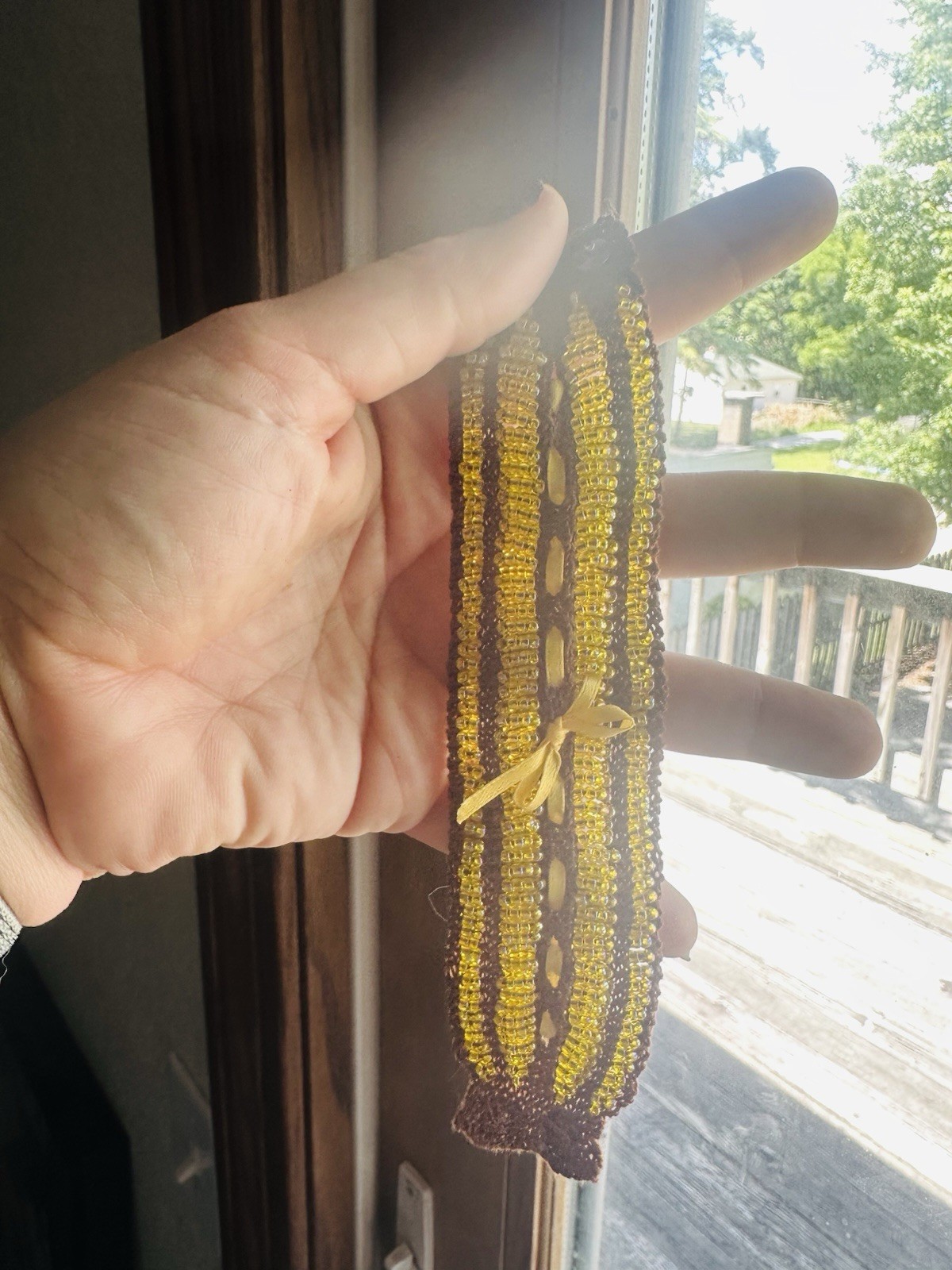 Handmade Beaded Bracelet Brown And Yellow
