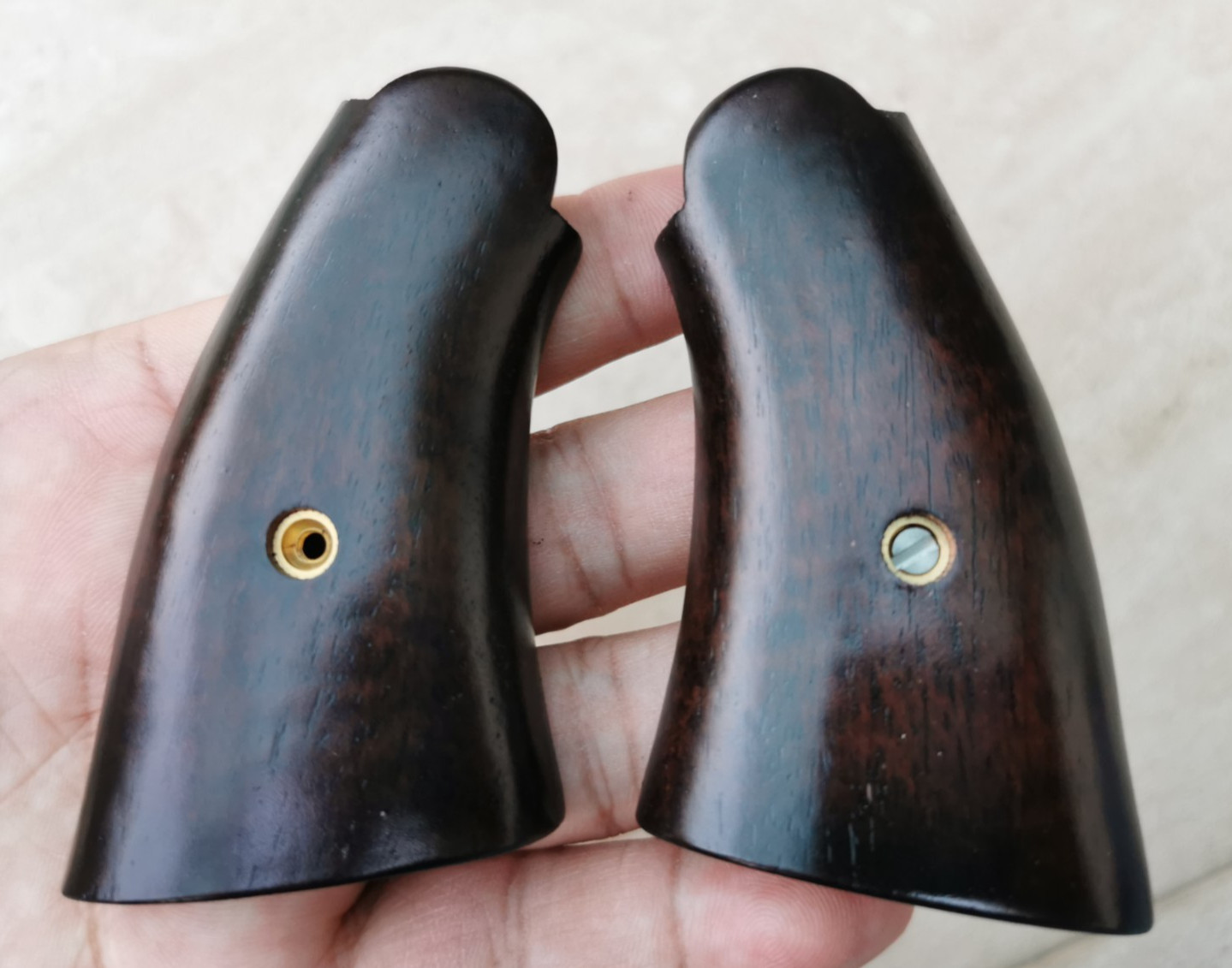 CUSTOM S&W M 1917 US ARMY GRIPS PRE WAR SMOOTH REPRODUCT WOOD STAINED # RANDOM