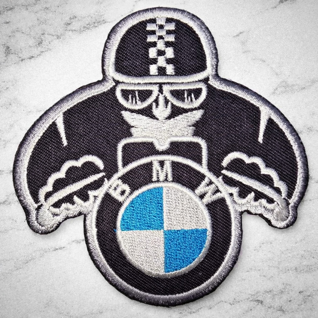 BMW MOTORCYCLE EMBROIDERED IRON ON PATCH 3.25"X3.25" FREE SHIPPING AND TRACKING