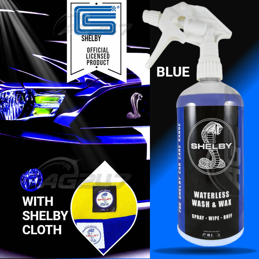BLUE Official Shelby Cobra Bike Car Showroom Waterless Wash & Wax+ 1 Sh Cloth
