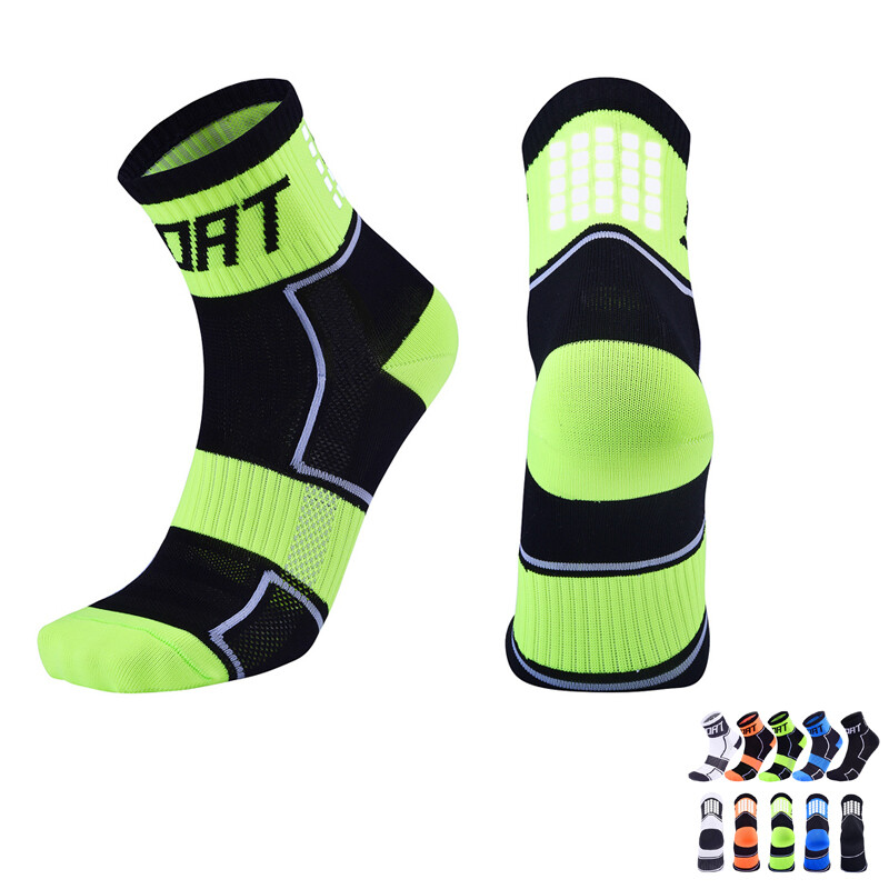 Pro Men Women Reflective Cycling Sports Ankle Socks XC Riding Bicycle Bike Green