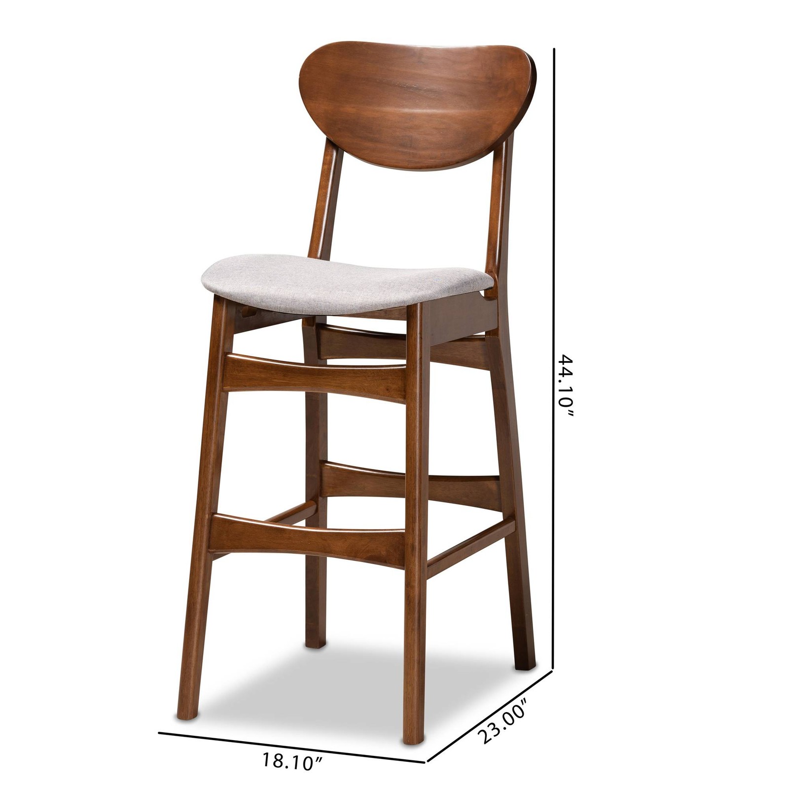 Baxton Studio Katya 29" Gray Fabric Bar Stools Set of 2