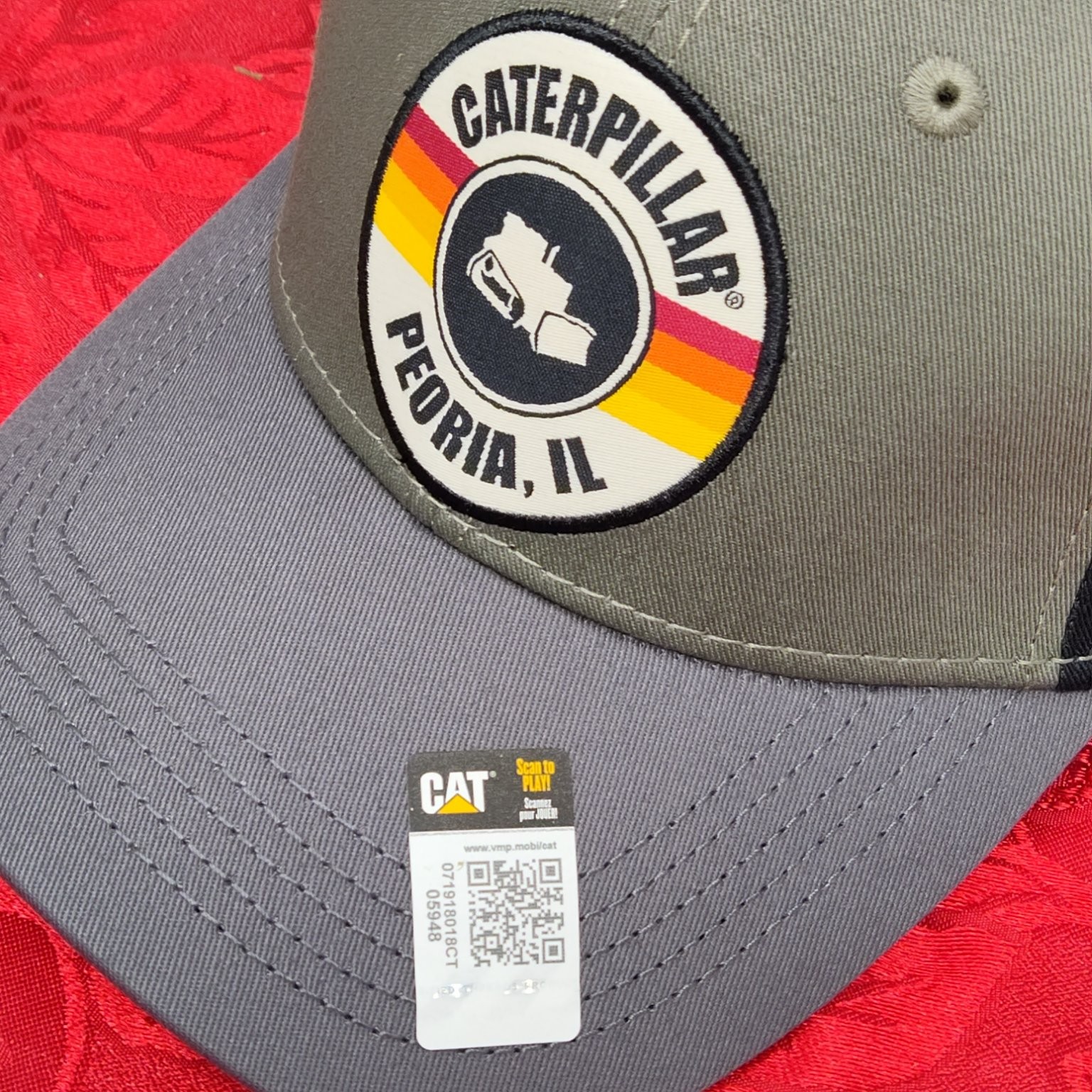 Caterpillar THROWBACK Peoria Cap Men's Adjustable Gray Black Snapback Hat