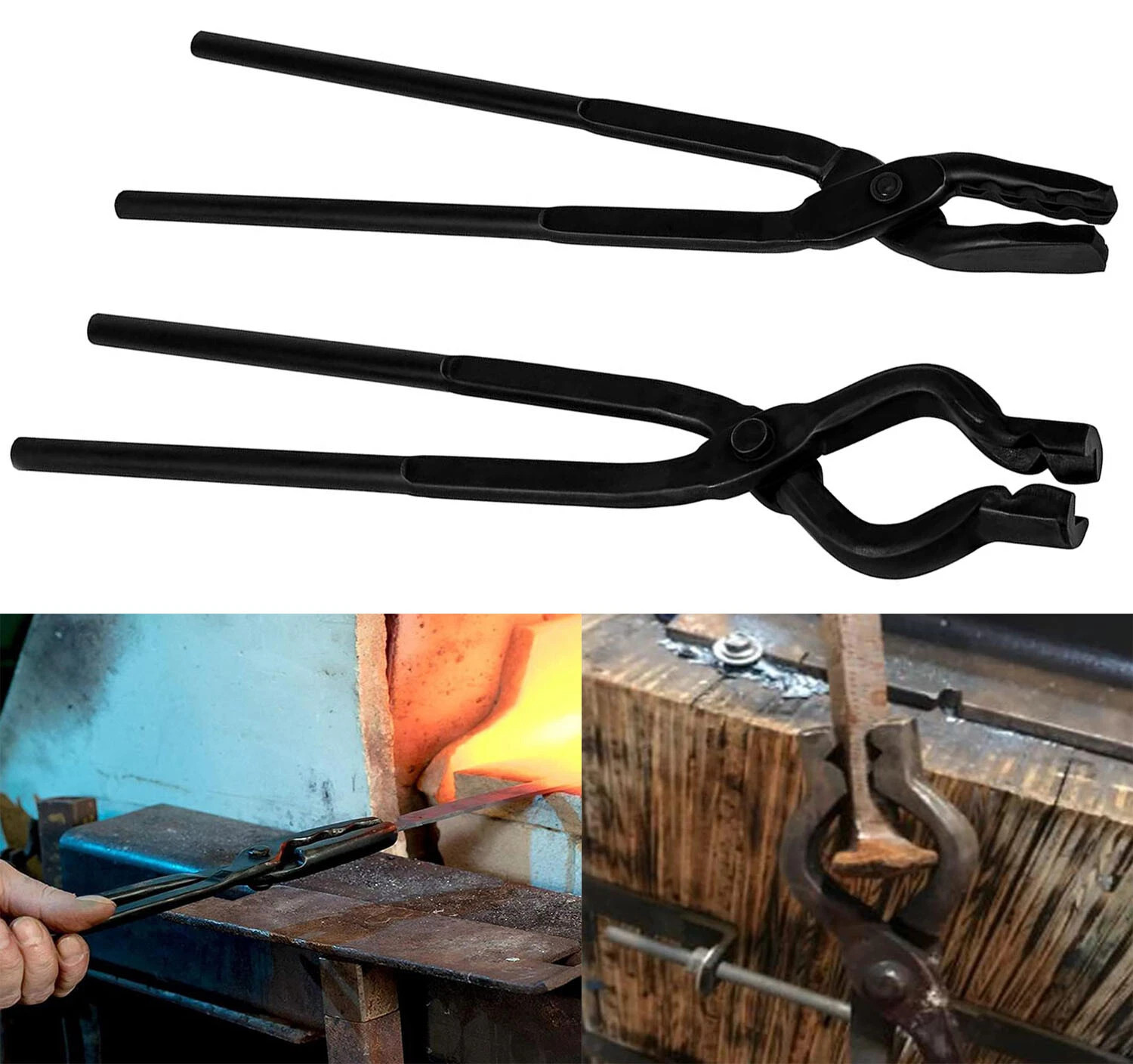 Blacksmith Tongs Wolf Jaw Blacksmithing Tongs,V-bit Tongs Blacksmith Forge Tools