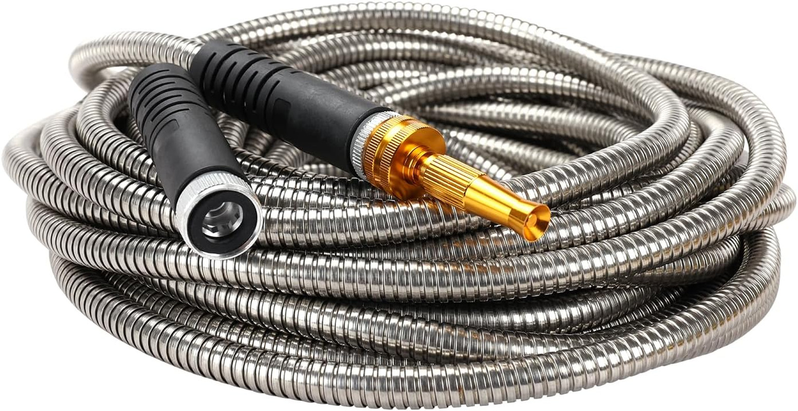 97051AMZ XT Stainless Steel Garden Hose 5/8" X 50Ft - Kink-Free - Lightweight -