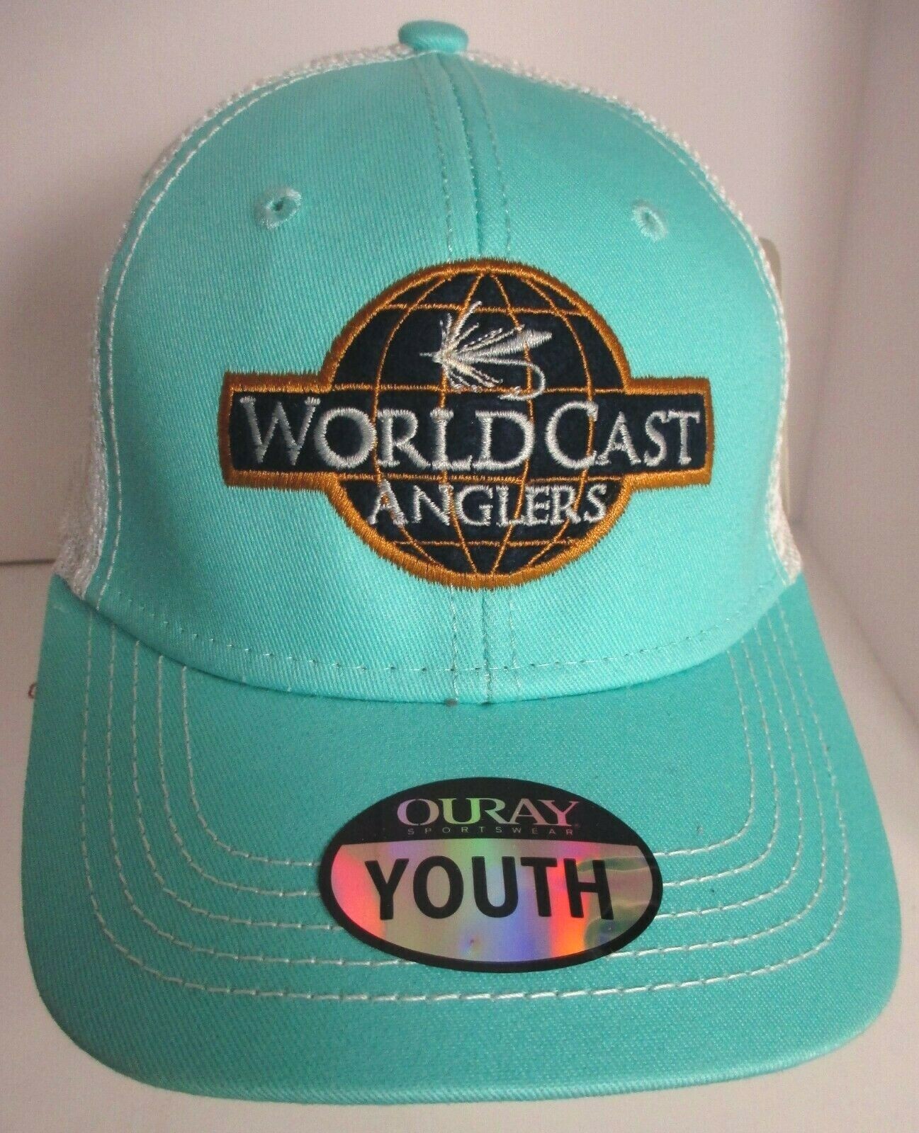 WorldCast Anglers Hat Youth Sm aprox 4- 6 Snapback Trucker USA Fly Fishing Cap