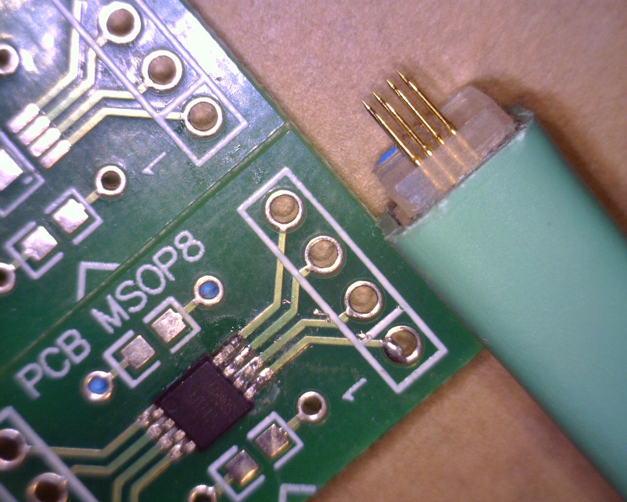 MSOP8 spring loaded pogo adapter for in-circuit EEPROM programming