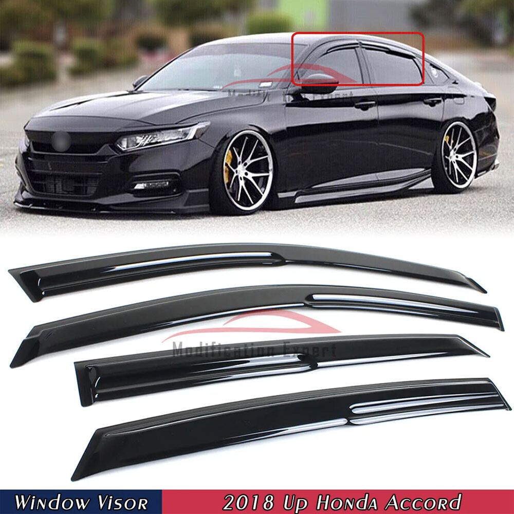 FOR 2018-2022 HONDA ACCORD JDM MUGEN STYLE TAPE-ON WINDOW VISOR VENT RAIN GUARDS