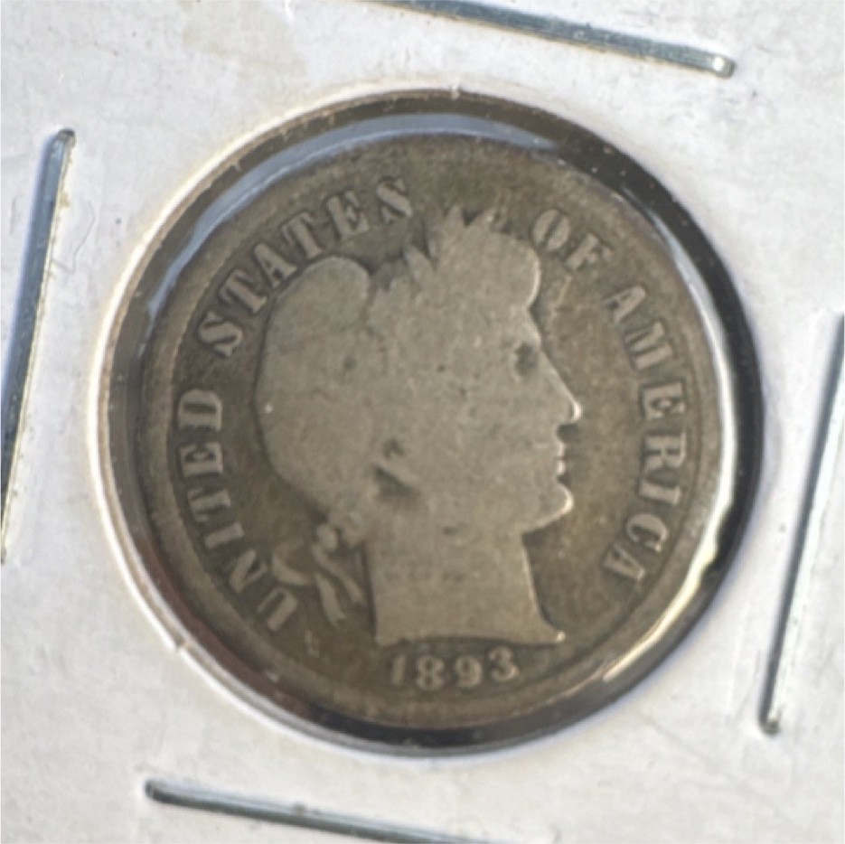 1893-S/S Barber Dime 10C Silver Business Strike San Francisco Mint