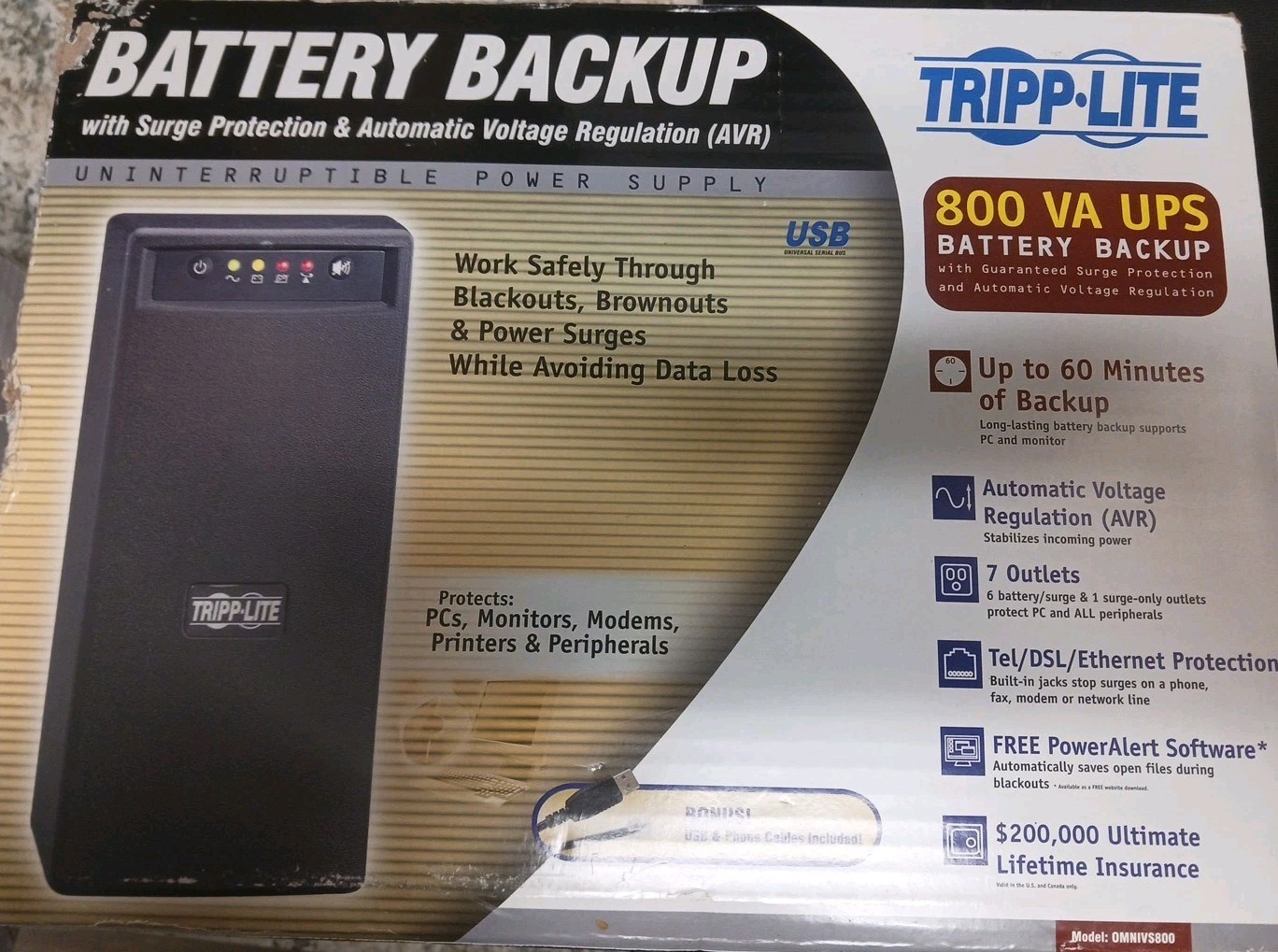 Tripp Lite Omni Vs 800 Va Wall-mountable Tower Ups - 800va/475w - 6 Minute Full