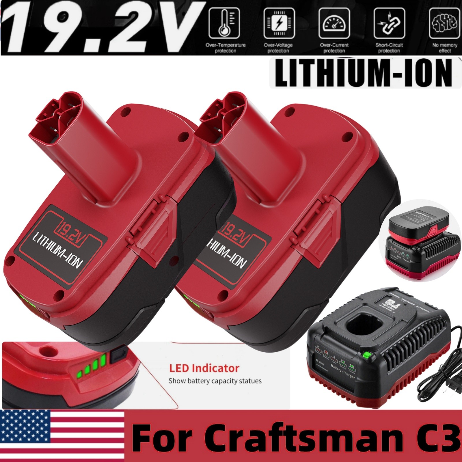 For CRAFTSMAN 19.2V XCP C3 8.0Ah Battery & new Charger Lithium  PP2011 PP2020
