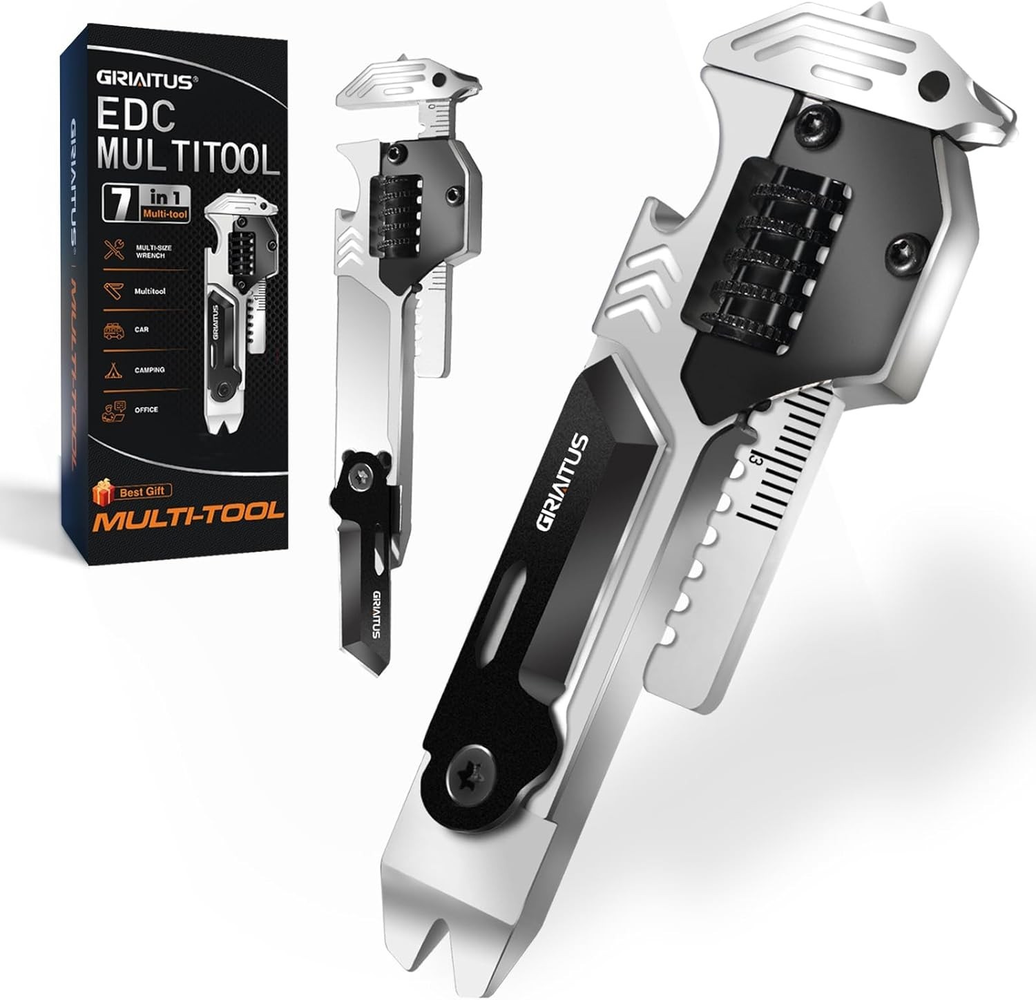 7-in-1 EDC Multitool:Wrench, Opener, Breaker–For Cycling, Outdoor & Home Repairs