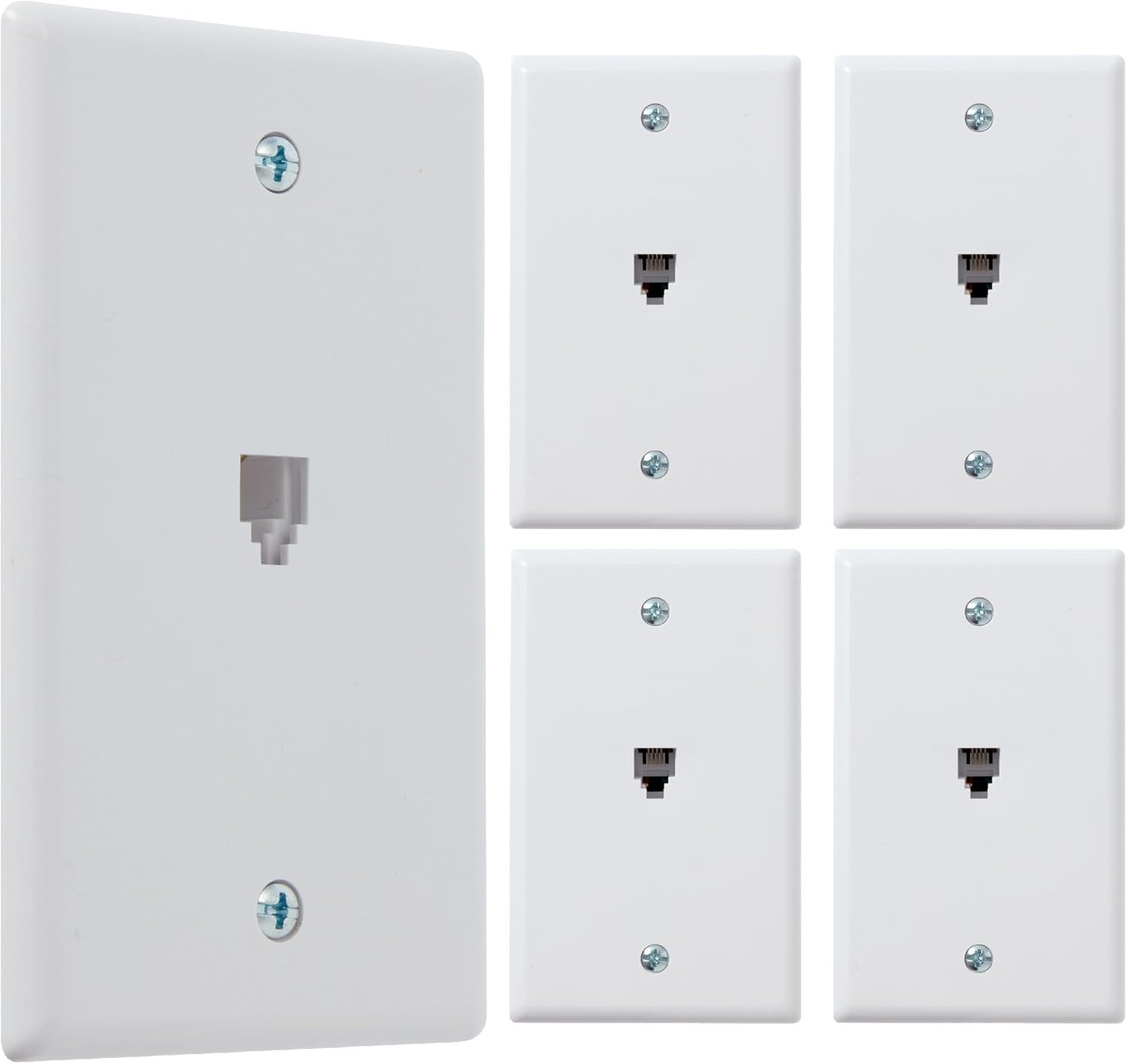 5 Pack- Newhouse Hardware 1-Port Telephone Jack Wall Plate 1-Gang 6P4C, for RJ11