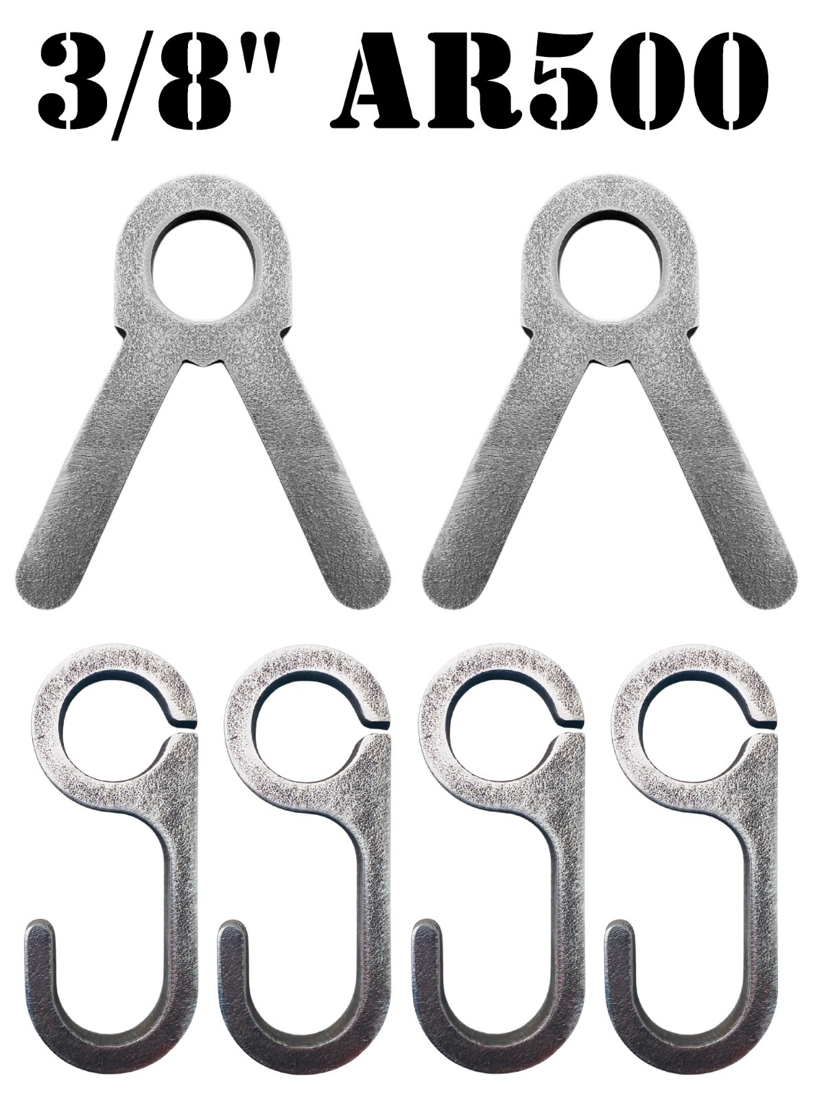 3/8" AR500 Steel Shooting Target Conduit Stand Brackets - 2 Brackets / 4 Hooks