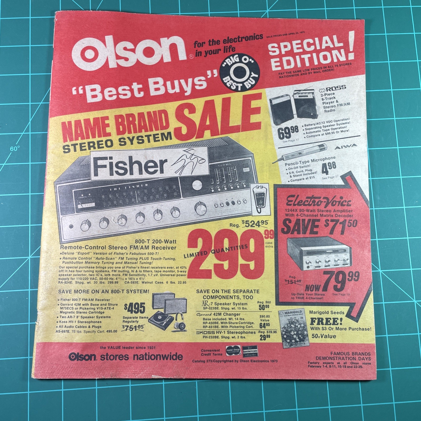 1973 OLSON Catalog Sales Paper ~ 36 Pages Of Vintage HiFi Audio Electronics