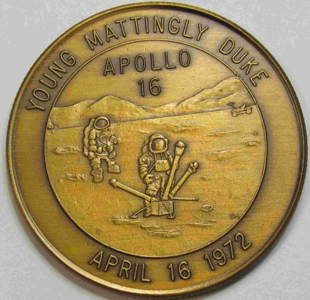 APOLLO 16 CREW COIN LONGEST LUNAR SURFACE TIME - MINTED BACK IN 1970'S NEW COND.