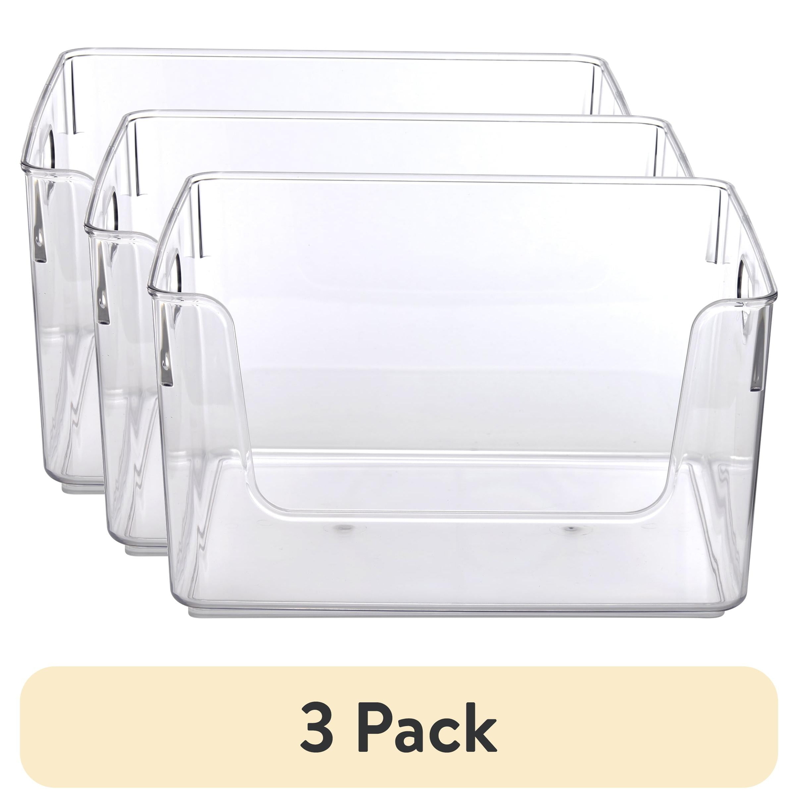 Clear Glossy Plastic Open Front Organizer Bin , Single Size Organizer Bin,