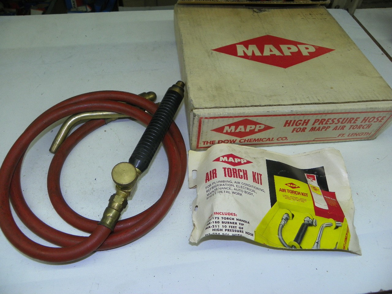 Vintage MAPP Air Torch Kit Dow Chemical Co. High Pressure Hose MA-211 Handle