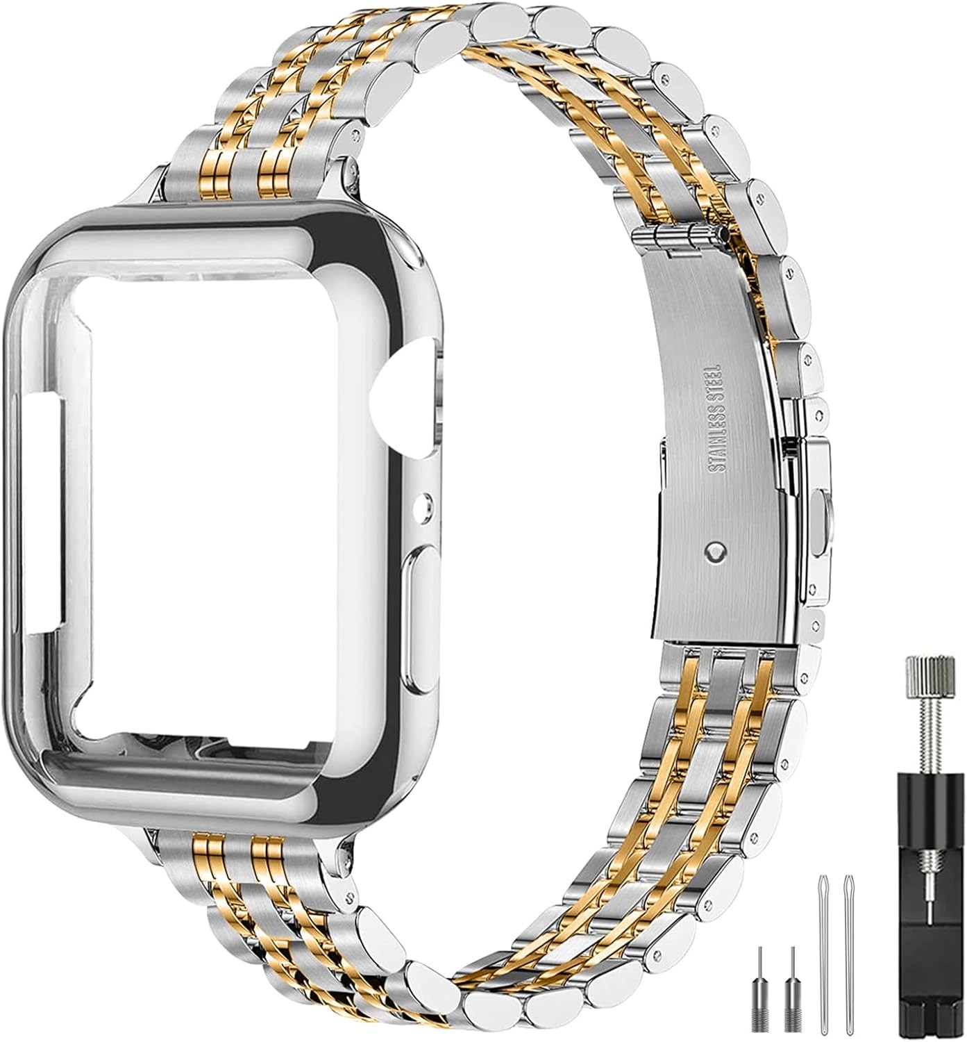 Metal Strap Compatible with Apple Watch 41mm 44mm Luxury Band
