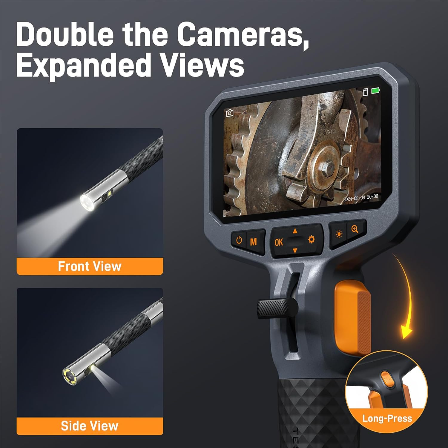 Articulating Borescope with Dual Lens Endoscope Camera, Teslong Two-Way Articula