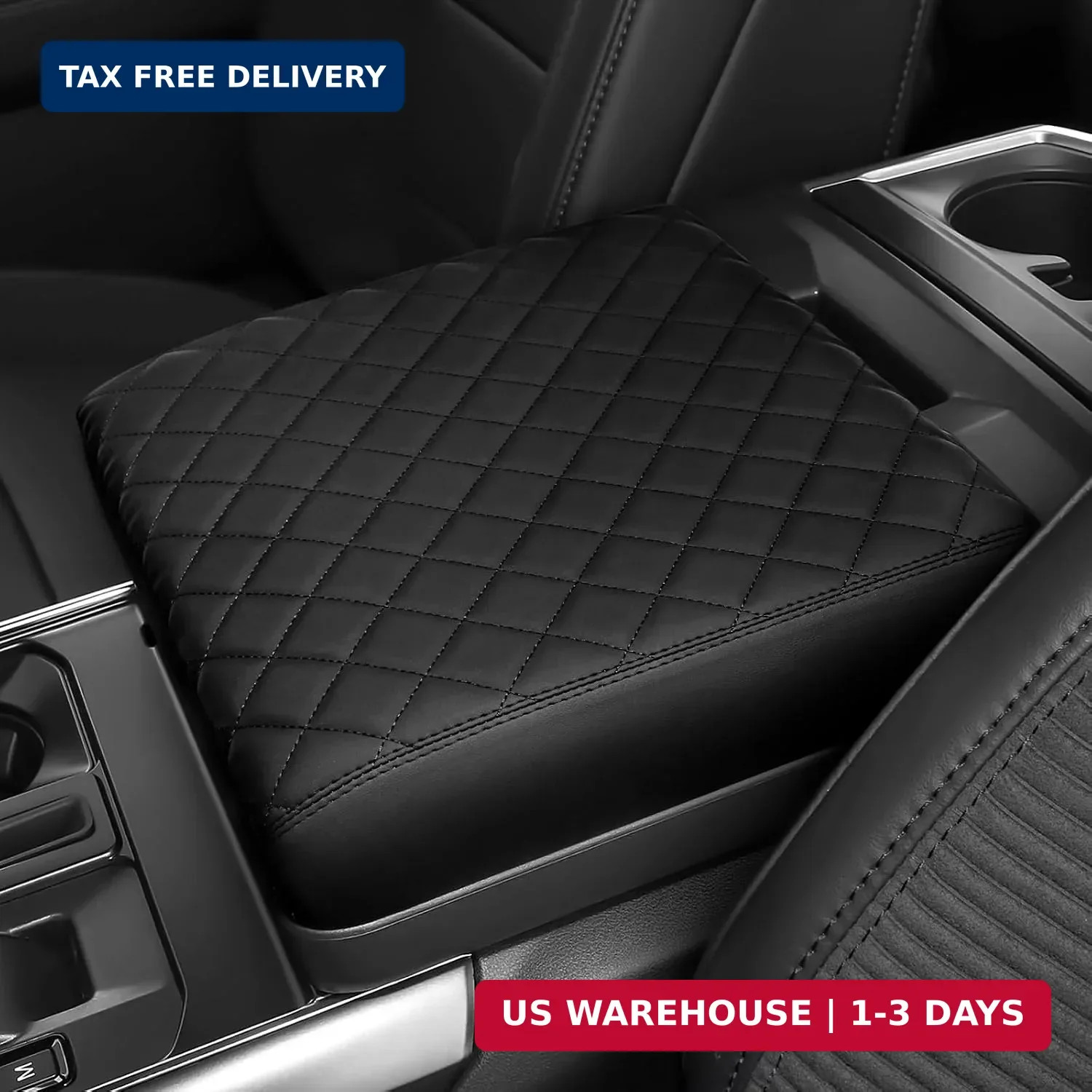 Leather Center Console Cover for 2021-2026 Ford F150 Armrest Pad Bucket Seat