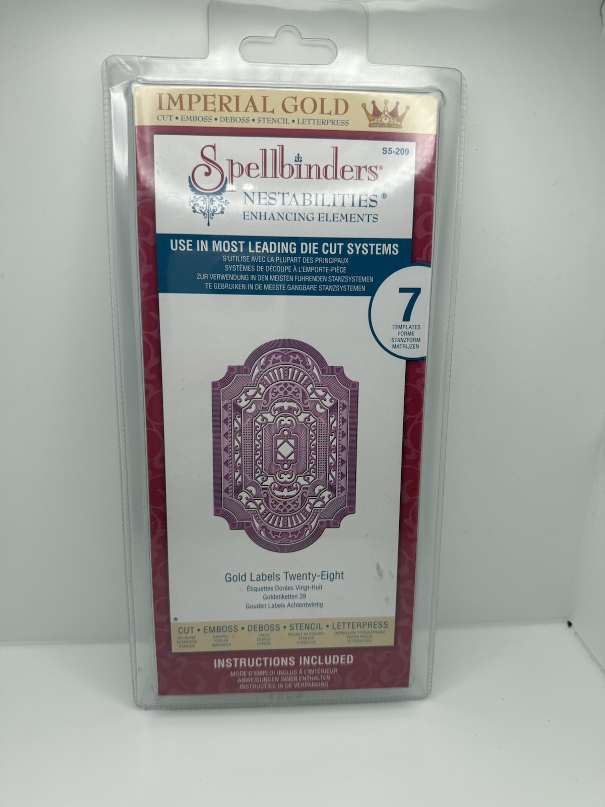 Spellbinders Imperial Gold Die Cuts Twenty-Eight 7 templates Retired S5-209 NEW