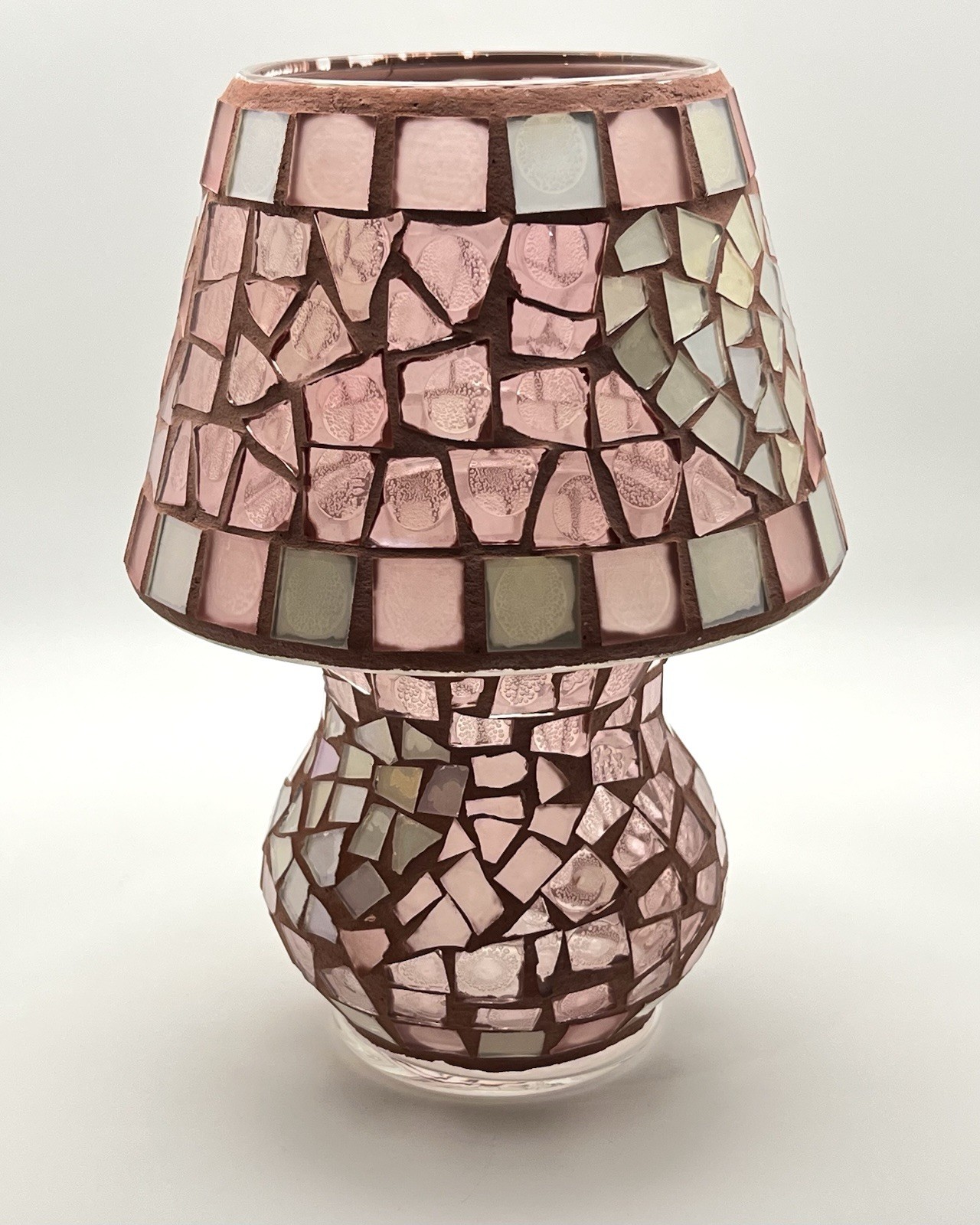 Home Interiors Pink Mosaic Fairy Lamp Candle Holder with Shade