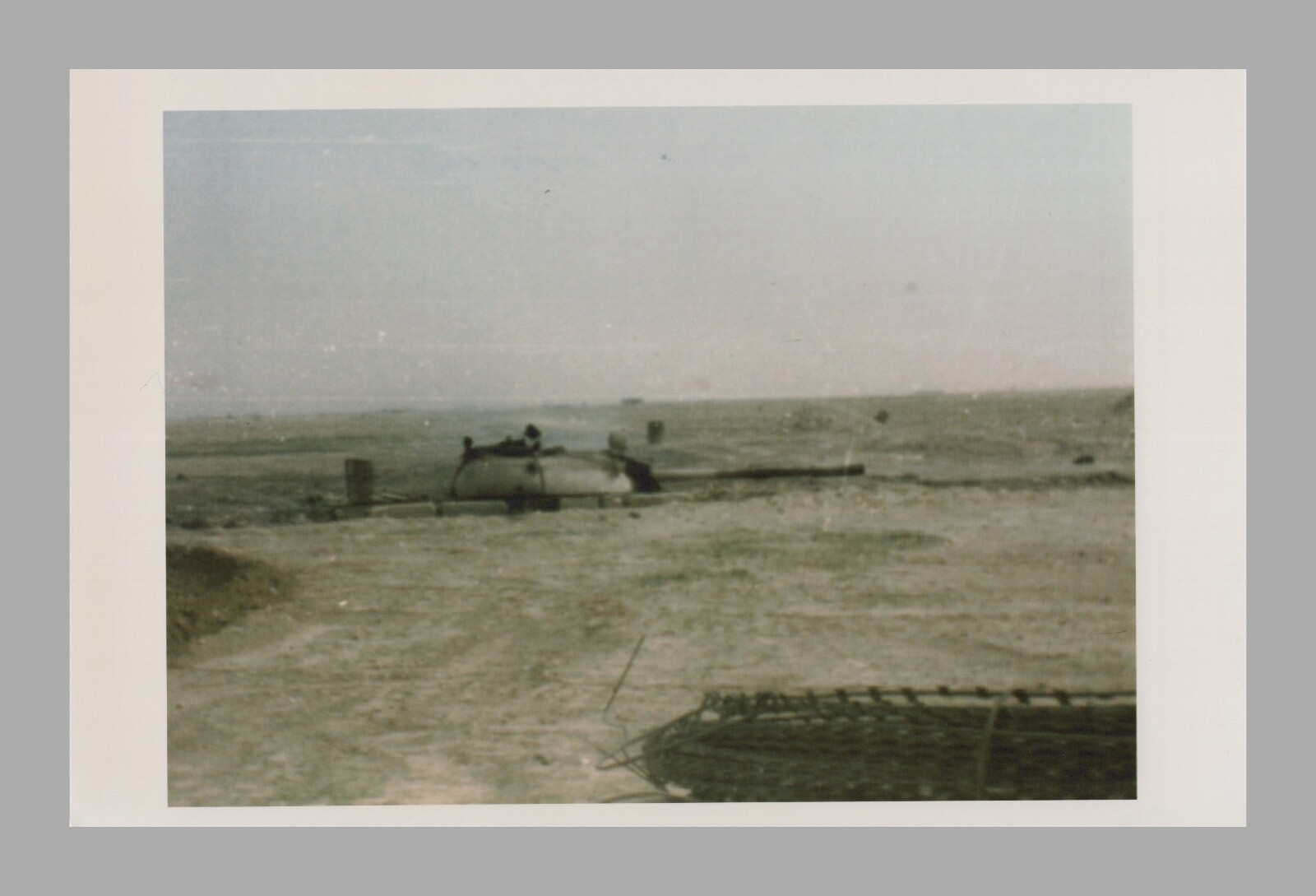 Desert Storm War Photo Burning Iraqi T-55 2 Sabot Penetrations Inside Of Turret