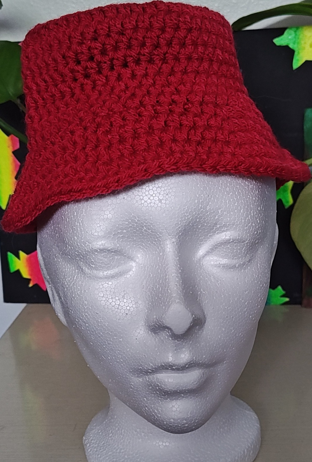 Handmade Crocheted Red Kids Bucket hat. 1-3 year old Kids Bucket Hat Red