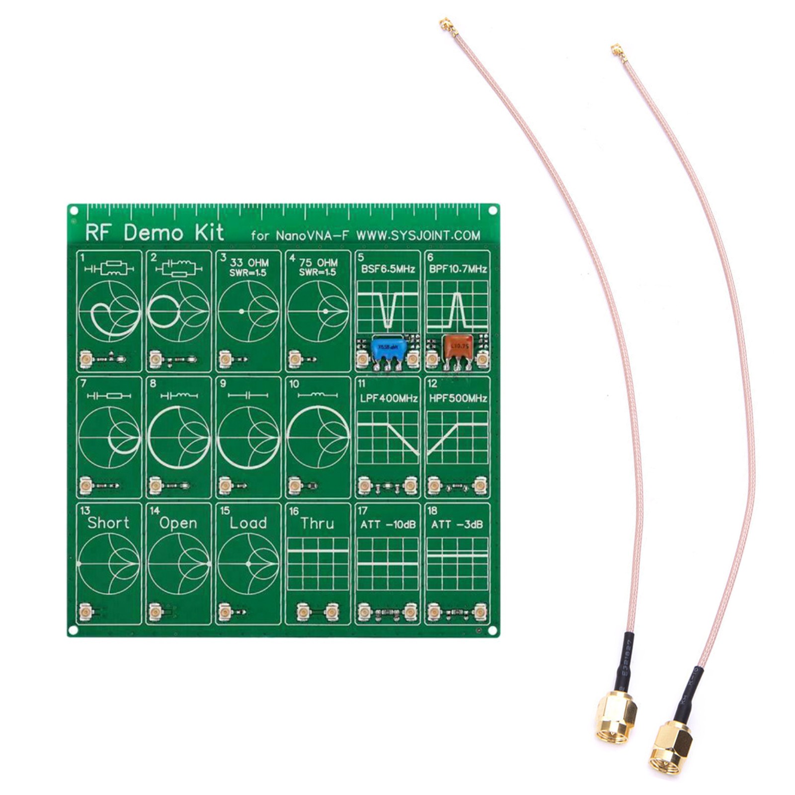 RF Demo Kit NanoVNA Radio Frequency Test PCB Board Filter Attenuator for VNA-F M