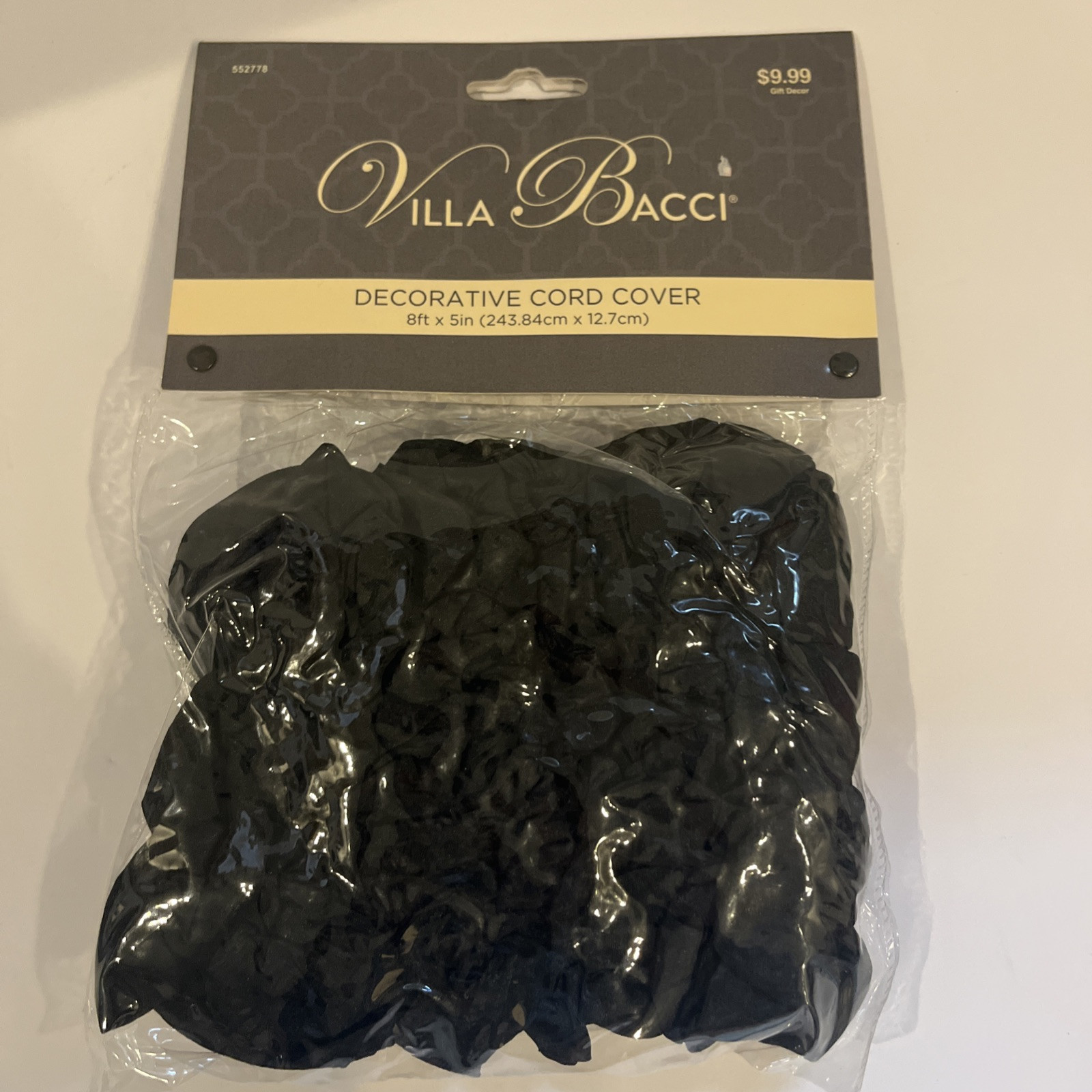 Villa Bacci Decorative Lamp Extension Cord Cover Black  8 Ft X 5in New